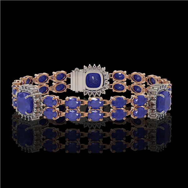 21.83 ctw Sapphire & Diamond Bracelet 14K Rose Gold - REF-270F2M