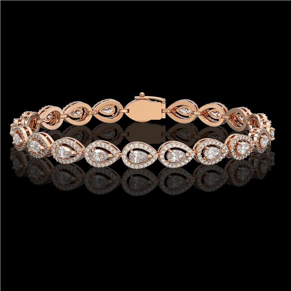 7.29 ctw Pear Cut Diamond Micro Pave Bracelet 18K Rose Gold - REF-633W8H
