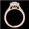 Image 2 : 2 ctw Certified Diamond Solitaire Halo Ring 10k Rose Gold - REF-218W2H