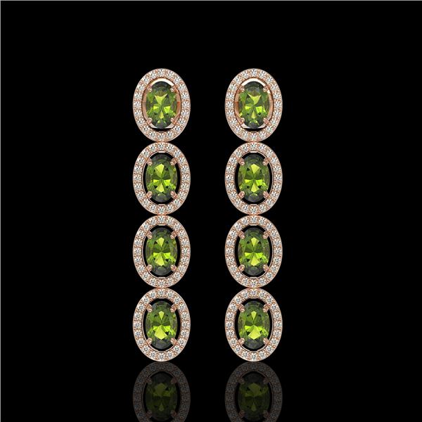5.88 ctw Tourmaline & Diamond Micro Pave Halo Earrings 10k Rose Gold - REF-143Y6X