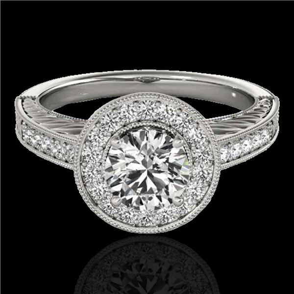 1.5 ctw Certified Diamond Solitaire Halo Ring 10k White Gold - REF-231K8Y