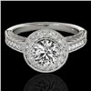 Image 1 : 1.5 ctw Certified Diamond Solitaire Halo Ring 10k White Gold - REF-231K8Y