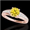 Image 1 : 1.40 ctw Certified SI/I Fancy Intense Yellow Diamond Ring 10k Rose Gold - REF-190F9M