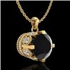 Image 3 : 1.5 ctw Fancy Black Diamond Art Deco Stud Necklace 18k Yellow Gold - REF-101A8N