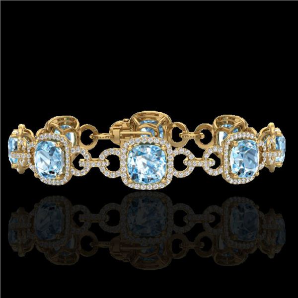 30 ctw TOPAZ & Micro VS/SI Diamond Certified Bracelet 14k Yellow Gold - REF-368A9N