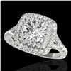 Image 1 : 1.6 ctw Certified Diamond Solitaire Halo Ring 10k White Gold - REF-204H5R