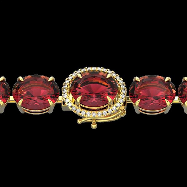 65 ctw Pink Tourmaline & Micro VS/SI Diamond Bracelet 14k Yellow Gold - REF-981A8N