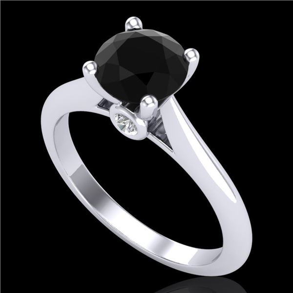 1.36 ctw Fancy Black Diamond Engagment Art Deco Ring 18k White Gold - REF-66R8K