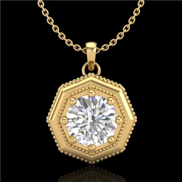 0.75 ctw VS/SI Diamond Solitaire Art Deco Necklace 18k Yellow Gold - REF-180F2M