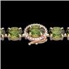 Image 1 : 17.25 ctw Green Tourmaline & VS/SI Diamond Micro Bracelet 14k Rose Gold - REF-209A3N