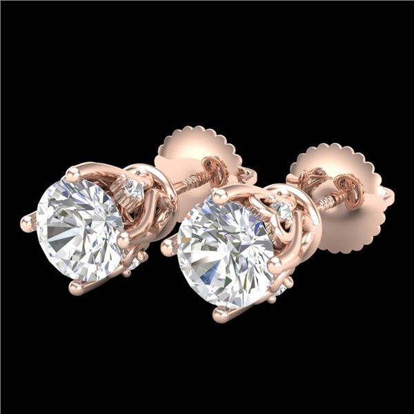 1.26 ctw VS/SI Diamond Solitaire Art Deco Stud Earrings 18k Rose Gold - REF-209F3M