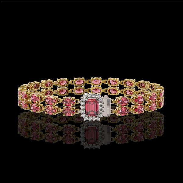 16.97 ctw Tourmaline & Diamond Bracelet 14K Yellow Gold - REF-236A4N