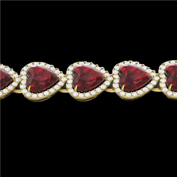 25 ctw Garnet & Micro Pave VS/SI Diamond Bracelet Heart 14k Yellow Gold - REF-415A5N