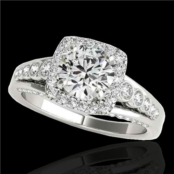 1.75 ctw Certified Diamond Solitaire Halo Ring 10k White Gold - REF-204M5G