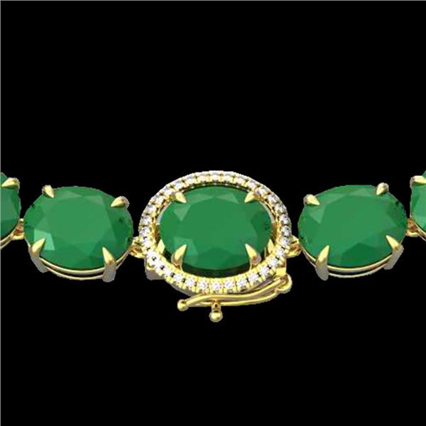 170 ctw Emerald & VS/SI Diamond Halo Micro Necklace 14k Yellow Gold - REF-1545F5M