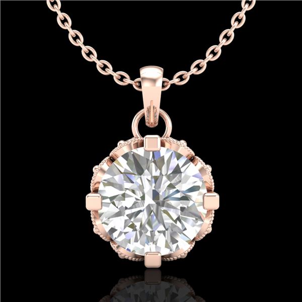 1.14 ctw VS/SI Diamond Solitaire Art Deco Stud Necklace 18k Rose Gold - REF-205F5M