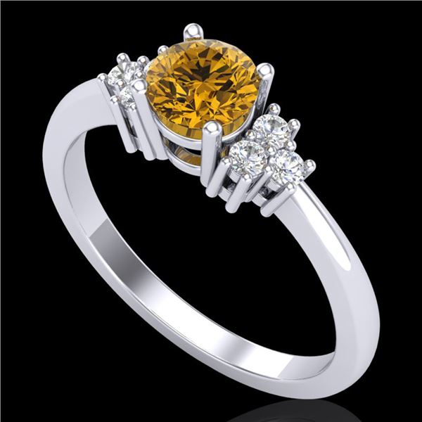 0.75 ctw Intense Fancy Yellow Diamond Engagment Ring 18k White Gold - REF-107X3A