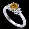 Image 1 : 0.75 ctw Intense Fancy Yellow Diamond Engagment Ring 18k White Gold - REF-107X3A