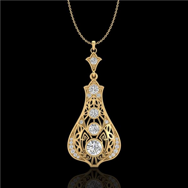 1.75 ctw VS/SI Diamond Art Deco Stud Necklace 18k Yellow Gold - REF-272R8K