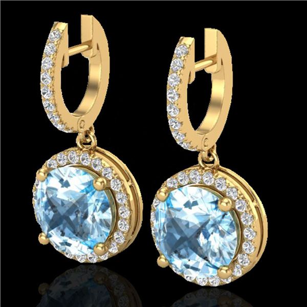 5.50 ctw Sky Blue Topaz & Micro Pave VS/SI Diamond 18k Yellow Gold - REF-87M8G