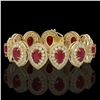 Image 1 : 56.04 ctw Certified Ruby & Diamond Victorian Bracelet 14K Yellow Gold - REF-1520G8W