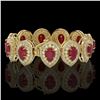 Image 2 : 56.04 ctw Certified Ruby & Diamond Victorian Bracelet 14K Yellow Gold - REF-1520G8W