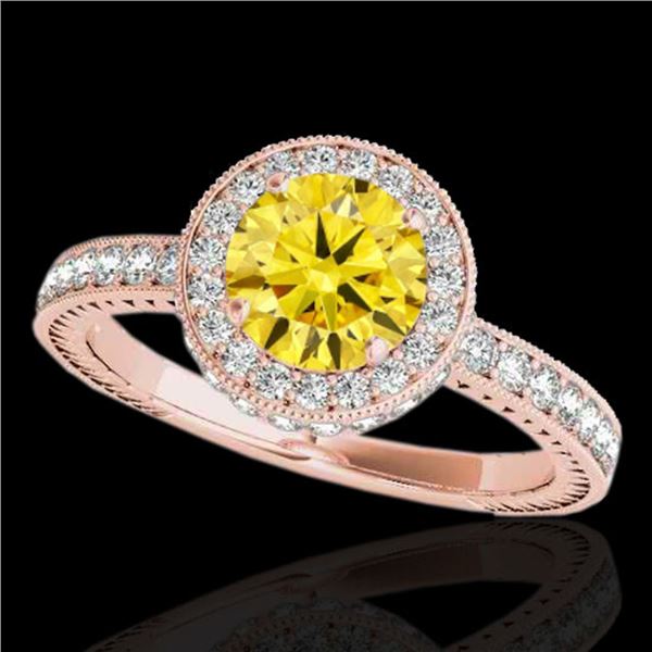 1.51 ctw Certified SI/I Fancy Intense Yellow Diamond Ring 10k Rose Gold - REF-197M8G