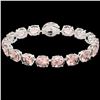 Image 2 : 67 ctw Morganite & Micro Pave Diamond Bracelet 14k White Gold - REF-981H8R