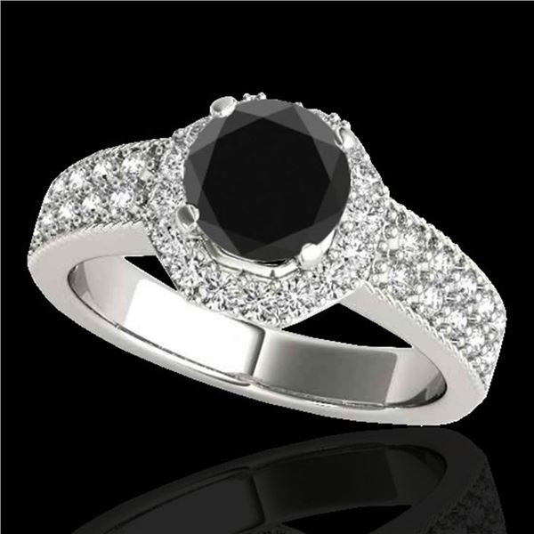 1.4 ctw Certified VS Black Diamond Solitaire Halo Ring 10k White Gold - REF-55W8H