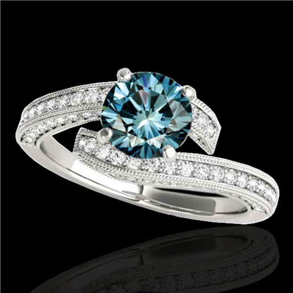 1.75 ctw SI Certified Fancy Blue Diamond Bypass Ring 10k White Gold - REF-135W2H