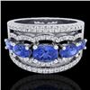 Image 1 : 2.25 ctw Tanzanite & Micro Pave VS/SI Diamond Designer Ring 10k White Gold - REF-81G8W