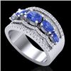 Image 2 : 2.25 ctw Tanzanite & Micro Pave VS/SI Diamond Designer Ring 10k White Gold - REF-81G8W