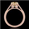 Image 3 : 1.25 ctw Intense Fancy Yellow Diamond Art Deco Ring 18k Rose Gold - REF-300M2G