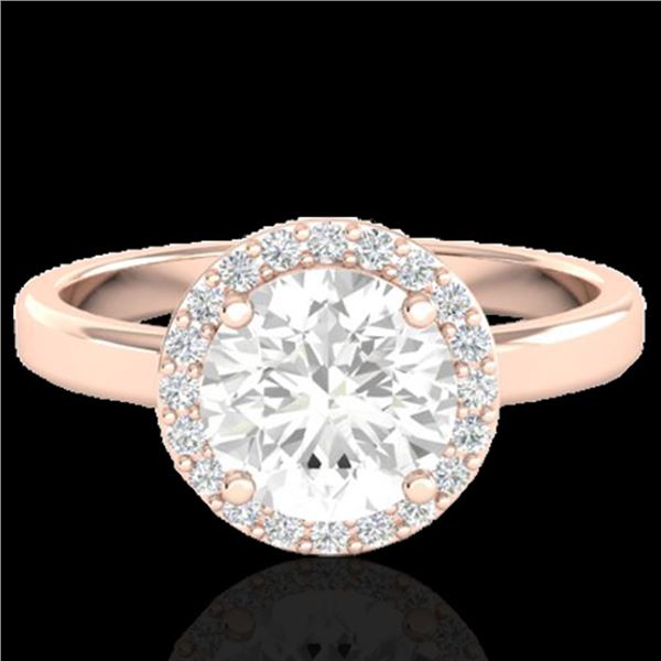1.75 ctw Halo VS/SI Diamond Certified Micro Pave Ring 14k Rose Gold - REF-490N9F