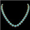 Image 1 : 29.73 ctw Turquoise & Diamond Micro Pave Halo Necklace 10k Yellow Gold - REF-588H5R