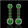 Image 1 : 16.72 ctw Jade & Diamond Earrings 14K Rose Gold - REF-226Y8X