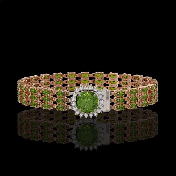 28.56 ctw Tourmaline & Diamond Bracelet 14K Rose Gold - REF-404W8H