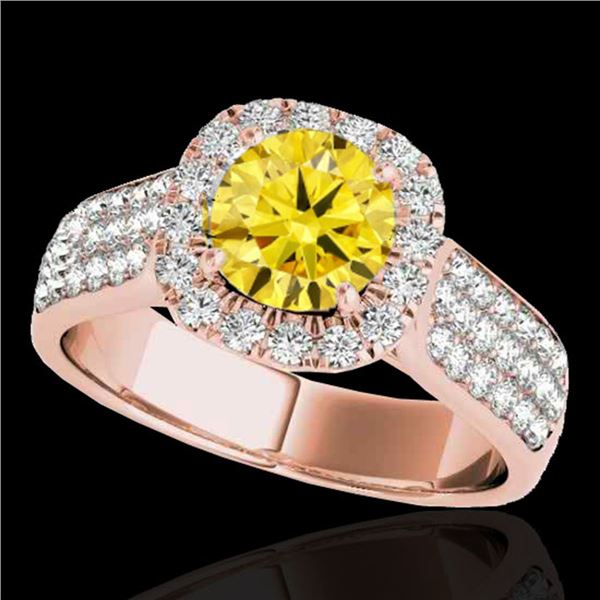 1.8 ctw Certified SI/I Fancy Intense Yellow Diamond Ring 10k Rose Gold - REF-211Y4X