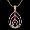 Image 2 : 2 ctw Ruby & Micro Pave VS/SI Diamond Designer Necklace 18k Yellow Gold - REF-163F6M