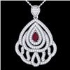 Image 1 : 2 ctw Ruby & Micro Pave VS/SI Diamond Necklace 18k White Gold - REF-180A2N