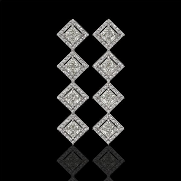 5.31 ctw Princess Cut Diamond Micro Pave Earrings 18K White Gold - REF-733X8A