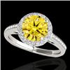 Image 1 : 1.3 ctw Certified SI Fancy Intense Diamond Halo Ring 10k 2Tone Gold - REF-190A9N