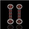 Image 1 : 8.87 ctw Garnet & Diamond Earrings 14K White Gold - REF-144F2M