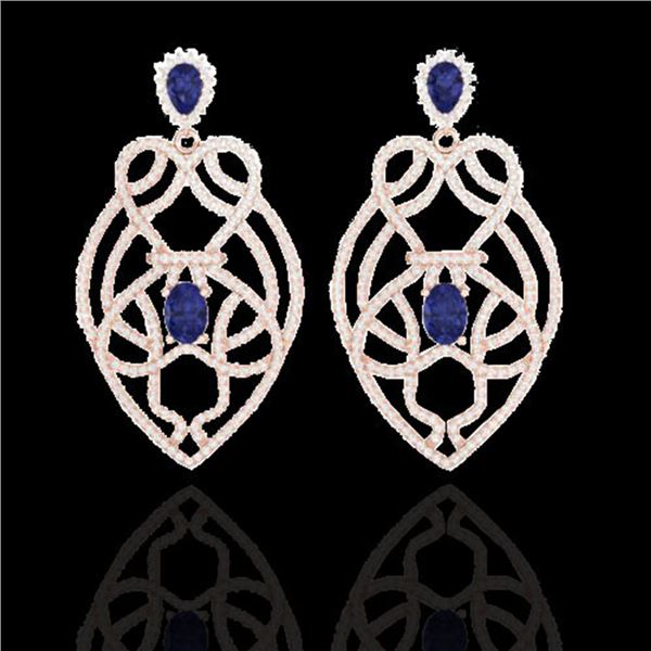 7 ctw Tanzanite & Micro VS/SI Diamond Heart Earrings 14k Rose Gold - REF-381G8W