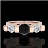 Image 2 : 2.3 ctw Fancy Black Diamond Micro Pave 3 Stone Ring 18k Rose Gold - REF-200W2H