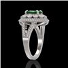 Image 3 : 4.55 ctw Certified Emerald & Diamond Victorian Ring 14K White Gold - REF-143N6F