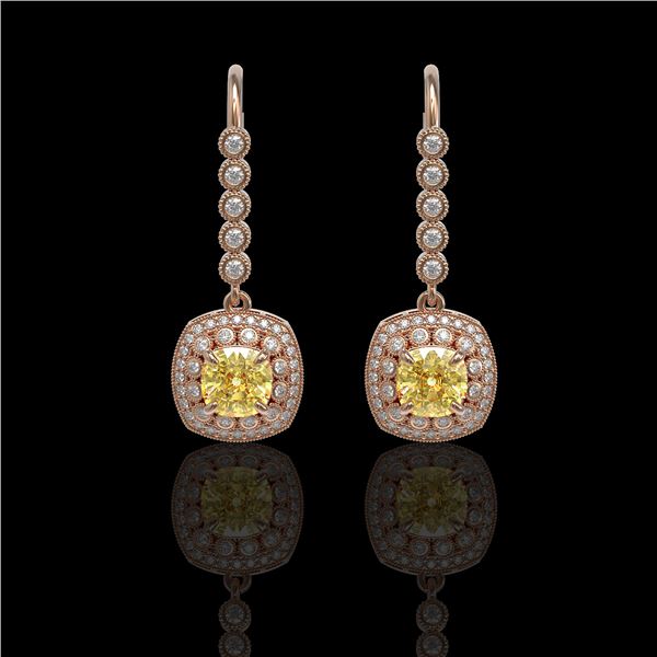 4.1 ctw Canary Citrine & Diamond Victorian Earrings 14K Rose Gold - REF-124N4F