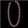 Image 2 : 56 ctw Ruby & Micro VS/SI Diamond Eternity Necklace 14k Yellow Gold - REF-1003Y6X