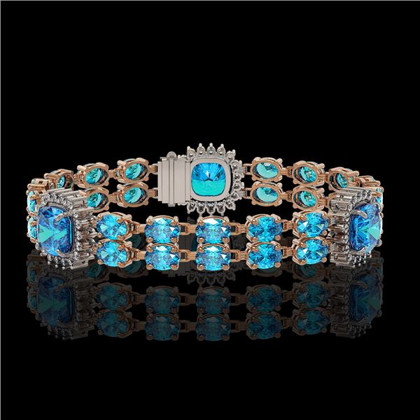 18.97 ctw Swiss Topaz & Diamond Bracelet 14K Rose Gold - REF-237X8A