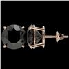 Image 2 : 5 ctw Fancy Black Diamond Solitaire Stud Earrings 10k Rose Gold - REF-82Y2X